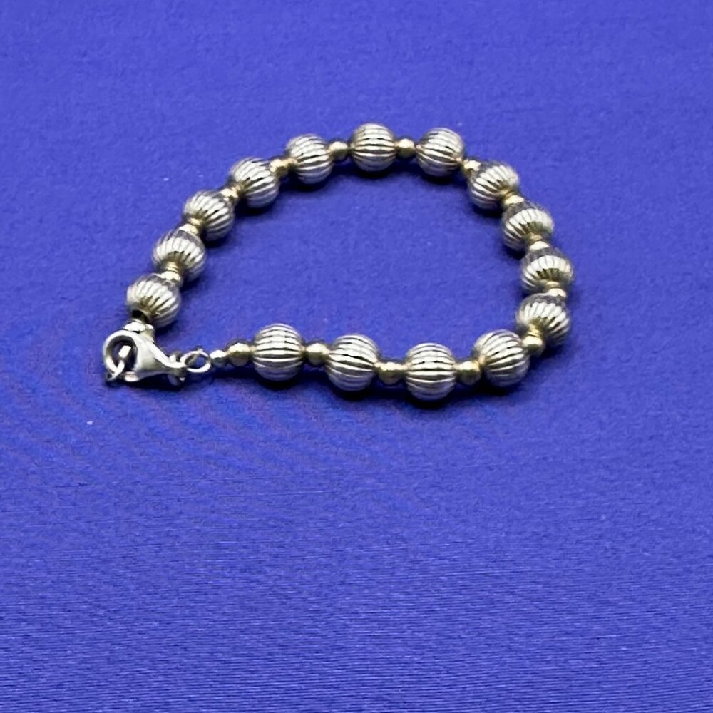 Sterling Silver Fluted Bead Bracelet - Picture 8 of 15